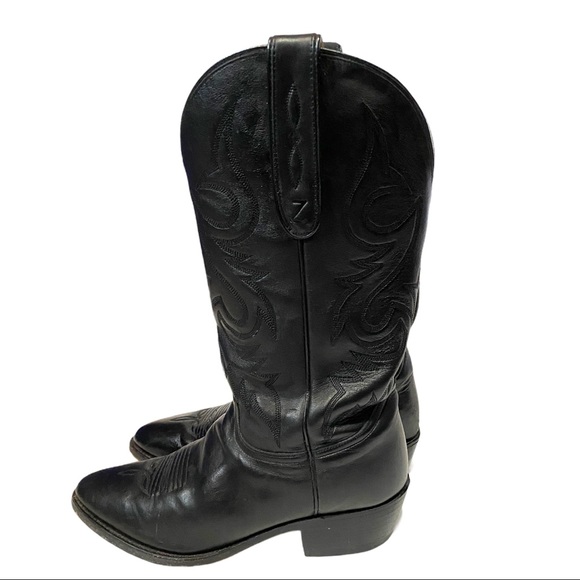 Zecuda Black Leather Western Boots Size 8EE
